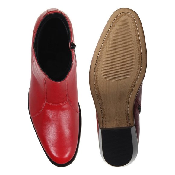 LIBERTYZENO Men's Leather High Ankle Zipper Retro Red Boots - Picture 6 of 7